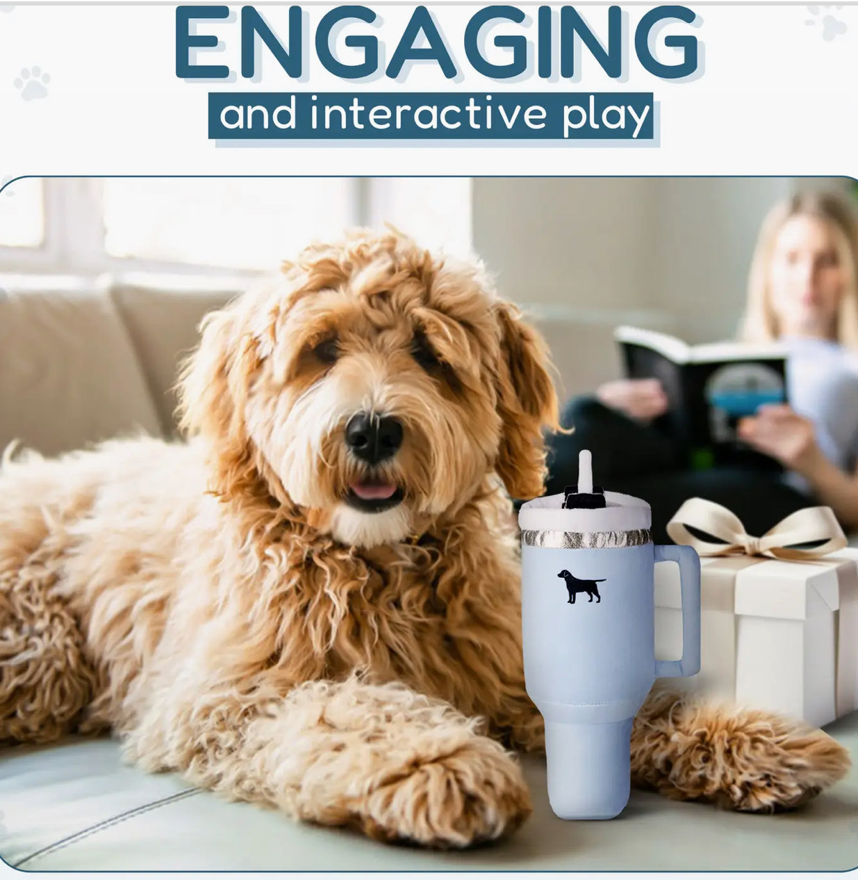 Plush and Squeaky Pup Cup Tumbler Toy