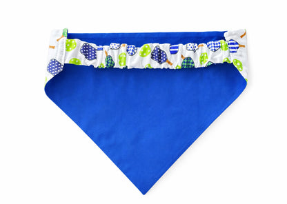 PIckleball Paddle and Ball Dog Bandana with Scrunchy Elastic Collar