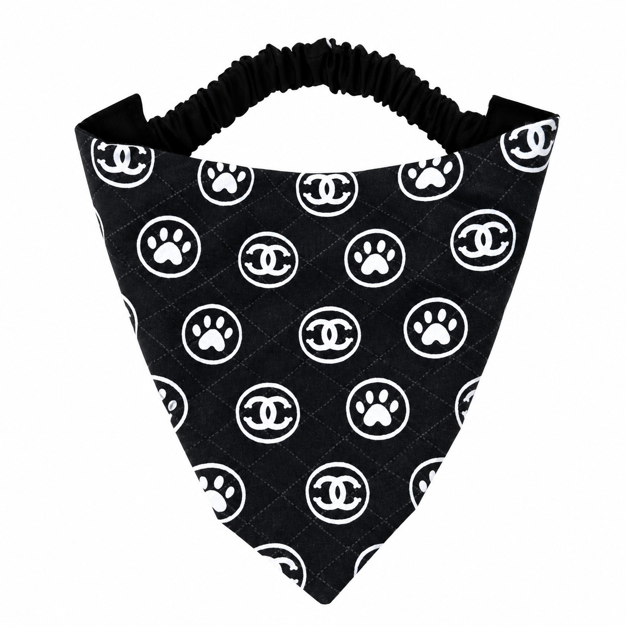Luxe Chanel-Inspired Dog Bandana with Scrunchy Elastic Collar