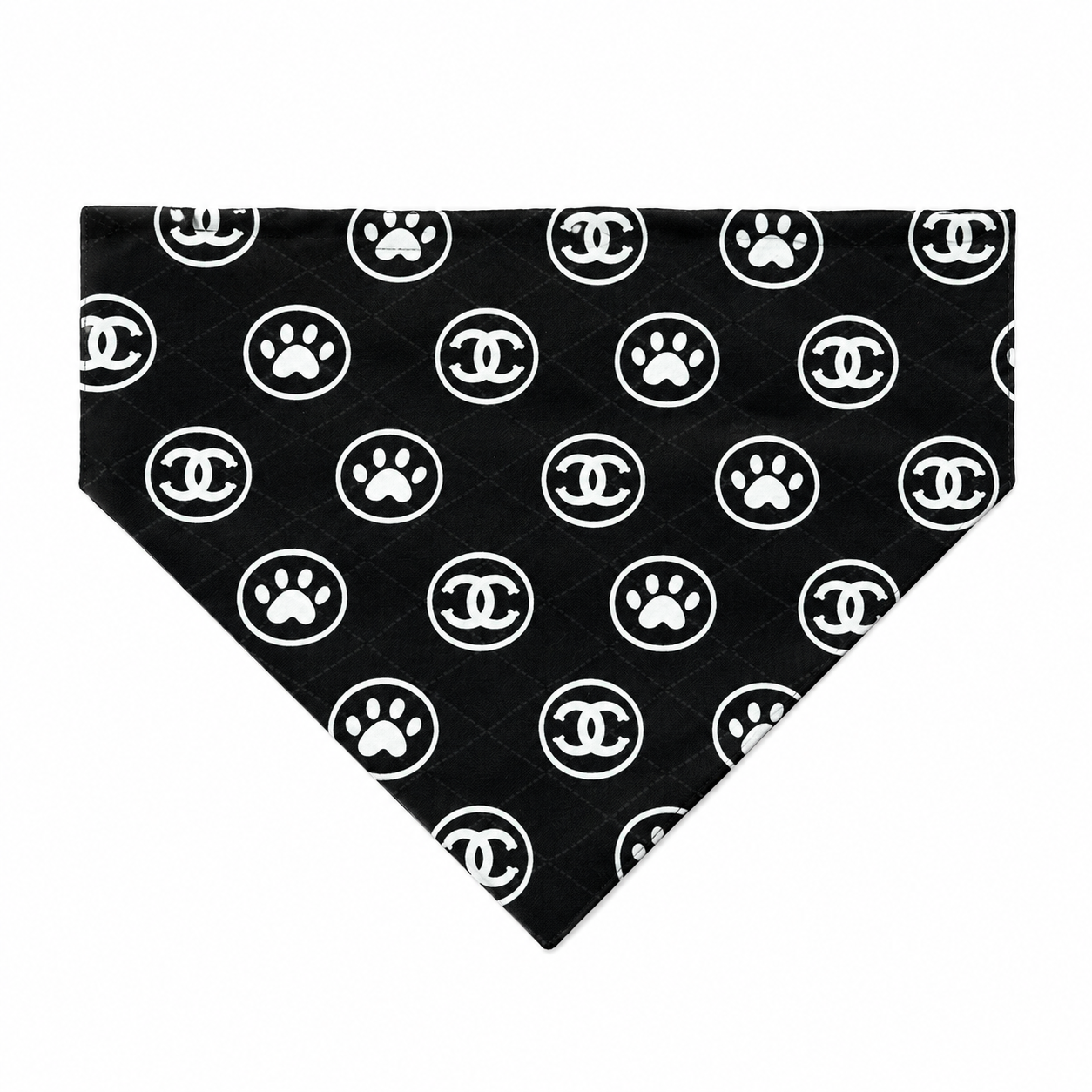 Luxe Chanel-Inspired Dog Bandana with Scrunchy Elastic Collar