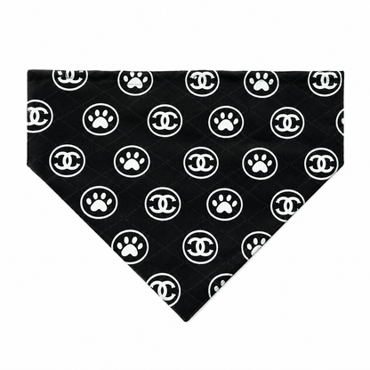 Luxe Chanel-Inspired Dog Bandana with Scrunchy Elastic Collar