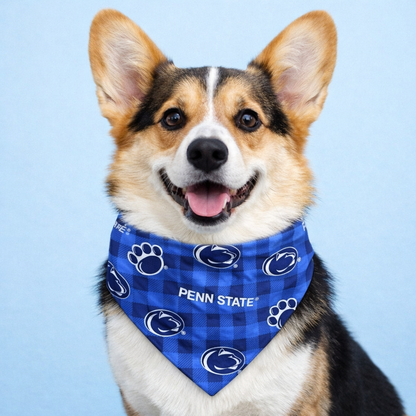 Penn State Plaid Dog Bandana With Scrunchy Elastic Collar