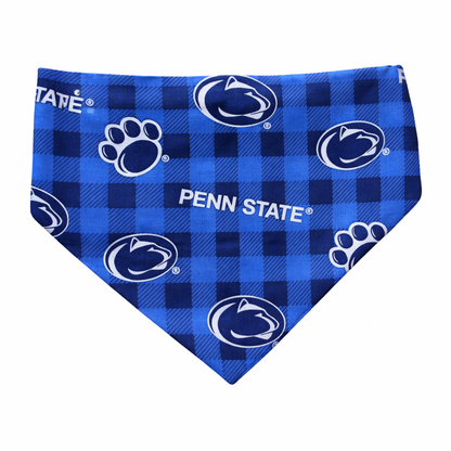 Penn State Plaid Dog Bandana With Scrunchy Elastic Collar