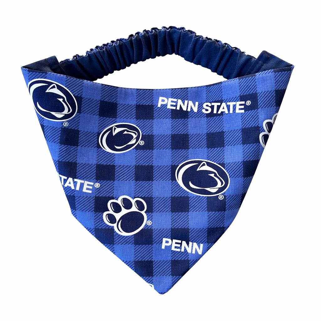 Penn State Plaid Dog Bandana With Scrunchy Elastic Collar