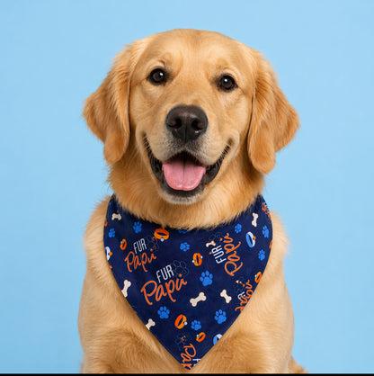 Fur Papa Dog Bandana with Scrunchy Elastic Collar