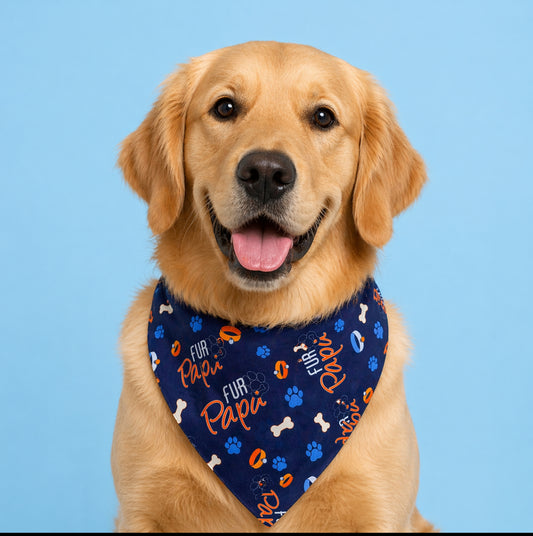 Fur Papa Dog Bandana with Scrunchy Elastic Collar