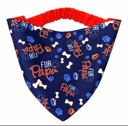 Fur Papa Dog Bandana with Scrunchy Elastic Collar
