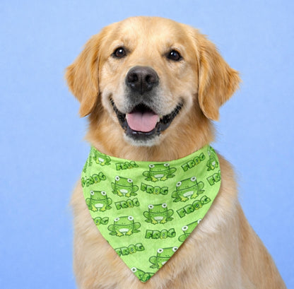 Green Frog Dog Bandana With Scrunchy Elastic Collar