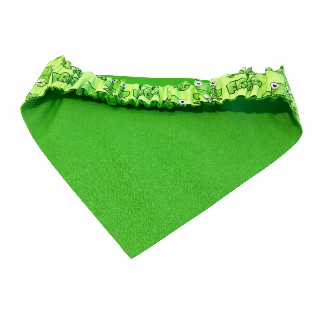 Green Frog Dog Bandana With Scrunchy Elastic Collar