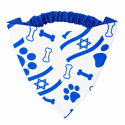 Israeli Flag Dog Bandana with Scrunchy Elastic Collar