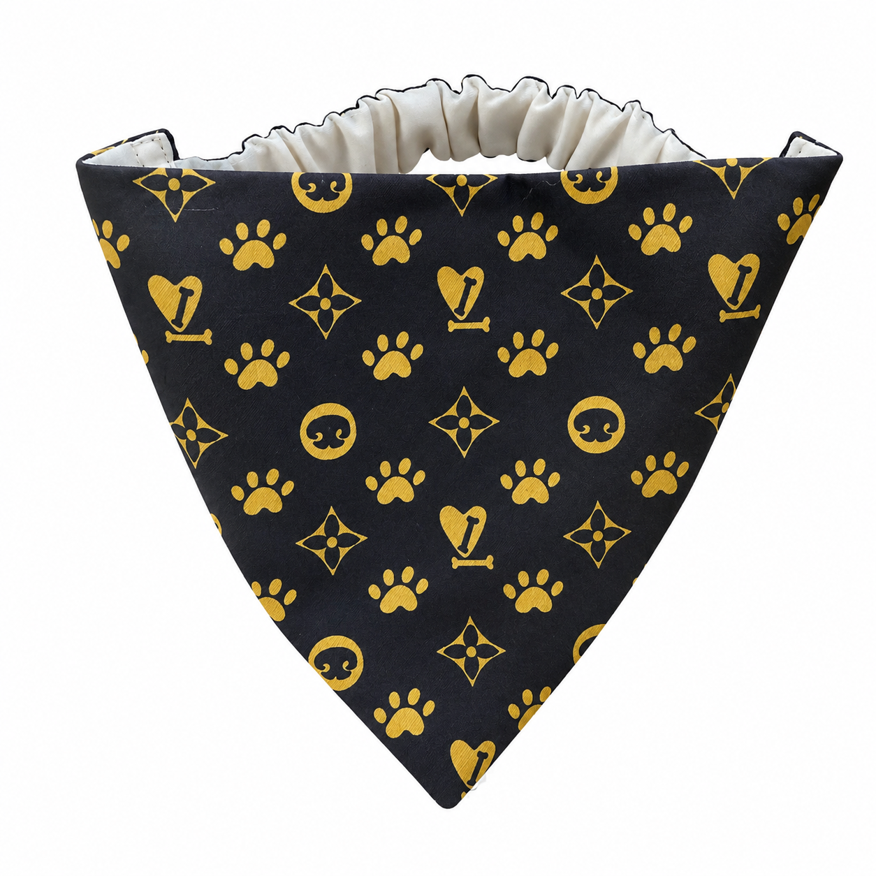 Luxe Louis Vuitton-Inspired Dog Bandana with Scrunchy Elastic Collar