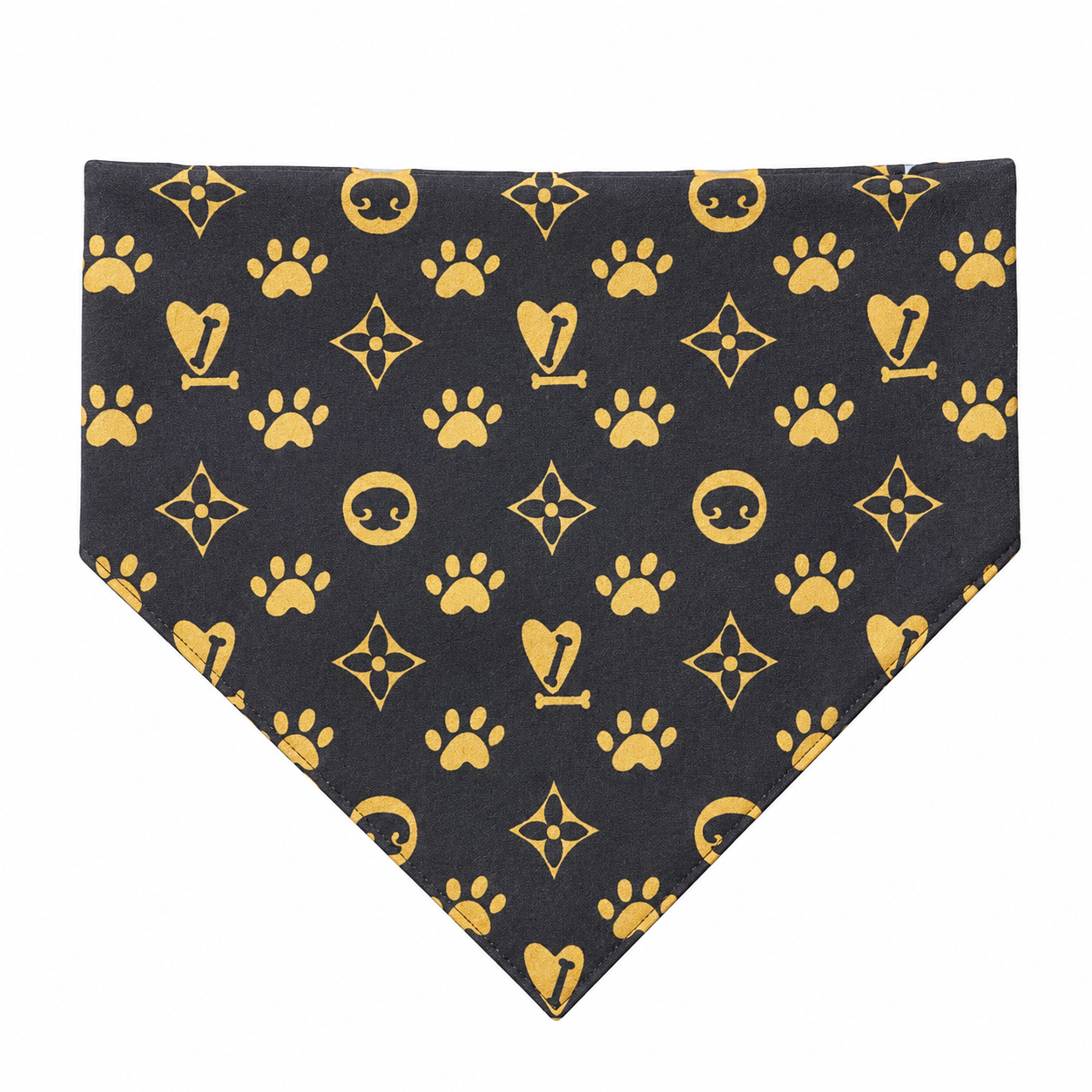 Luxe Louis Vuitton-Inspired Dog Bandana with Scrunchy Elastic Collar