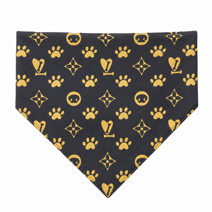 Luxe Louis Vuitton-Inspired Dog Bandana with Scrunchy Elastic Collar