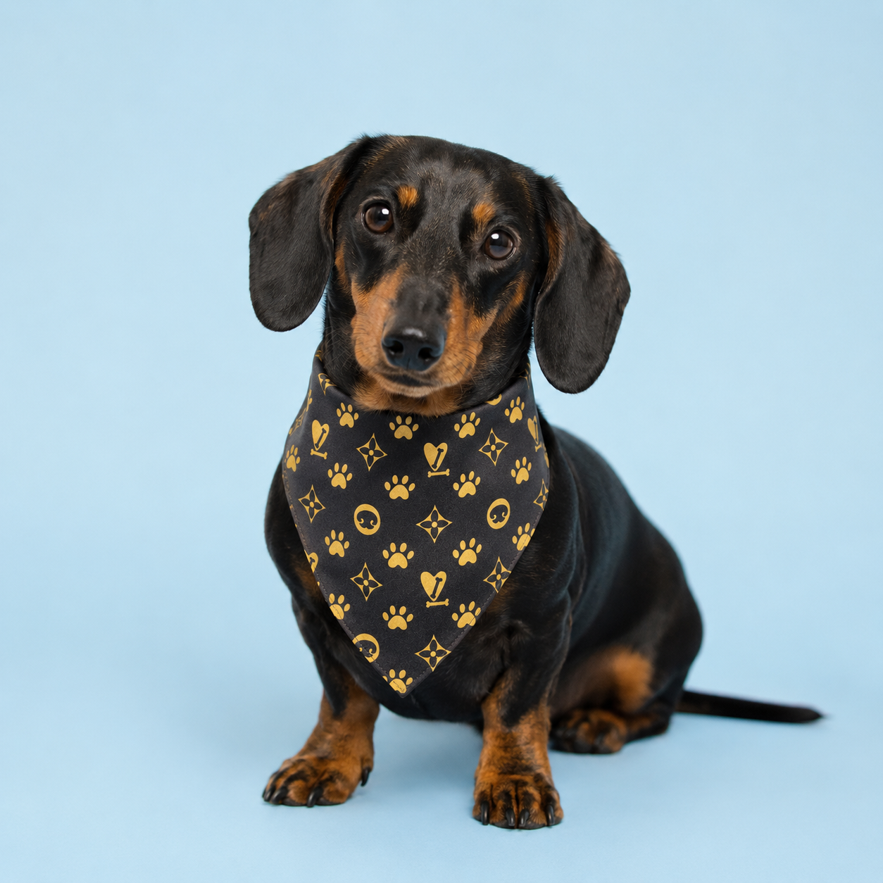 Luxe Louis Vuitton-Inspired Dog Bandana with Scrunchy Elastic Collar