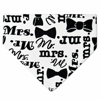 "Mr. and Mrs." Wedding Dog Bandana with Scrunchy Elastic Collar
