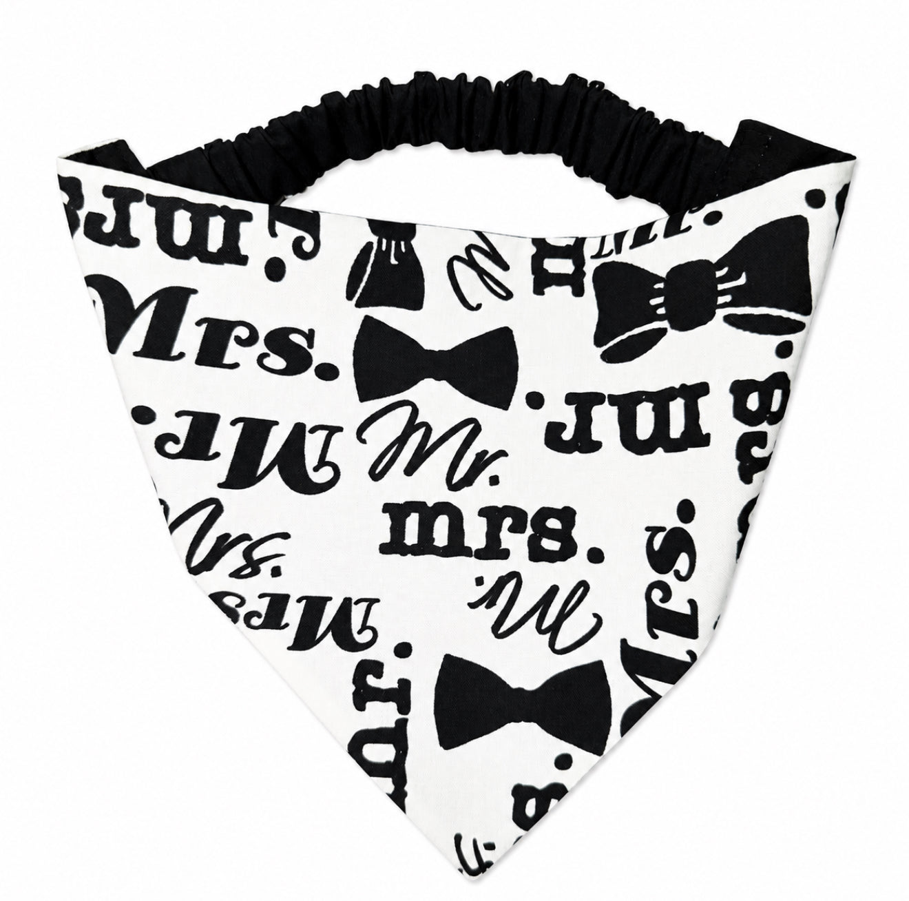 "Mr. and Mrs." Wedding Dog Bandana with Scrunchy Elastic Collar