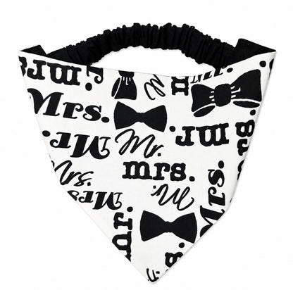"Mr. and Mrs." Wedding Dog Bandana with Scrunchy Elastic Collar