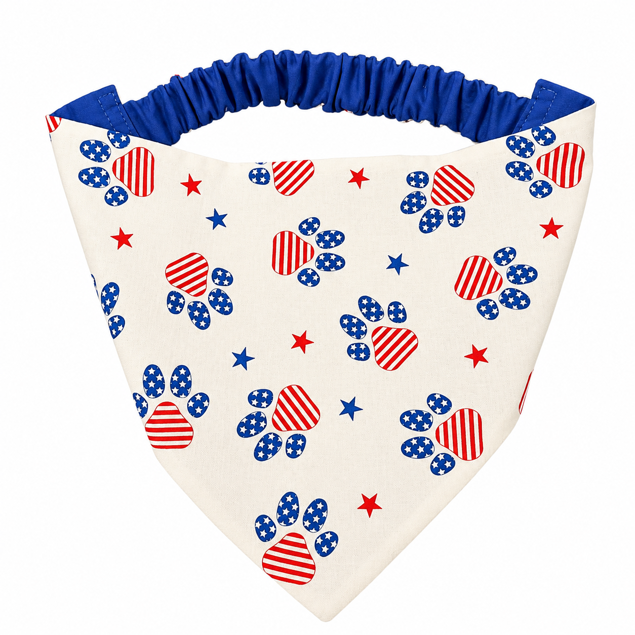 Patriotic Paw Print Dog Bandana with Scrunchy Elastic Collar
