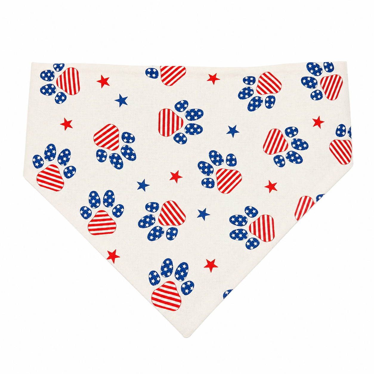 Patriotic Paw Print Dog Bandana with Scrunchy Elastic Collar