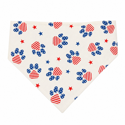 Patriotic Paw Print Dog Bandana with Scrunchy Elastic Collar