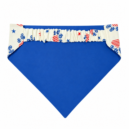 Patriotic Paw Print Dog Bandana with Scrunchy Elastic Collar