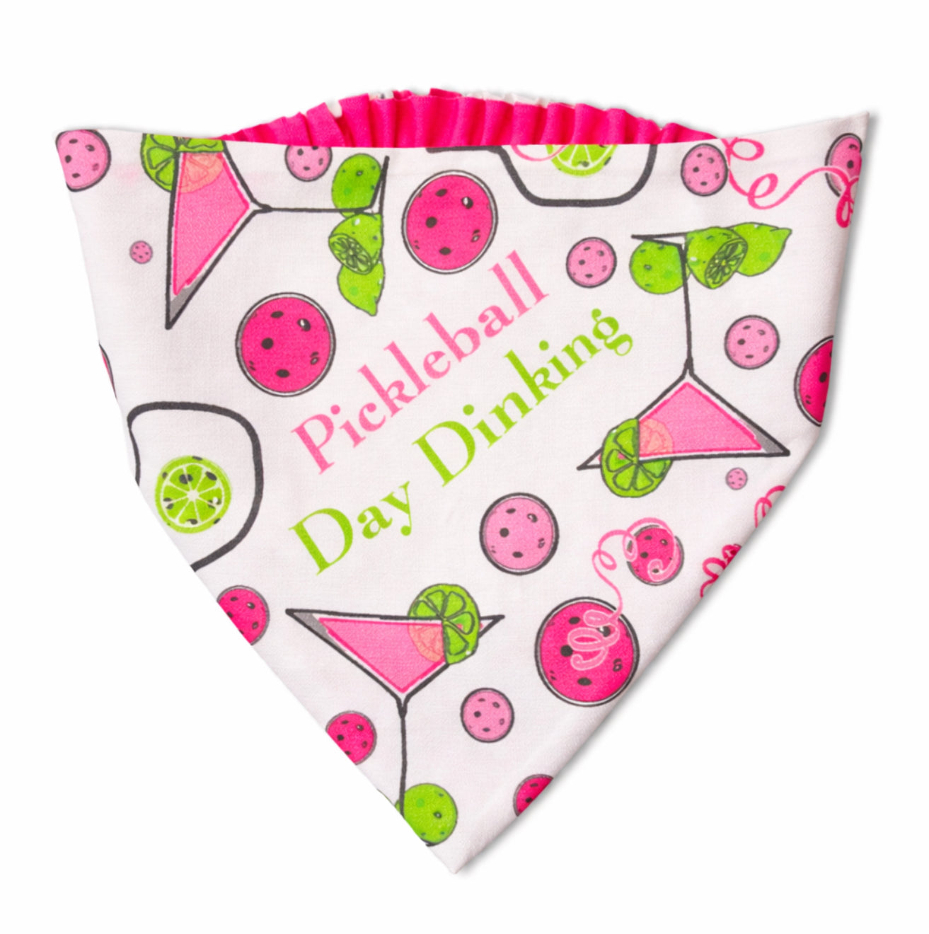 "PIckleball Day Drinking" Dog Bandana with Scrunchy Elastic Collar