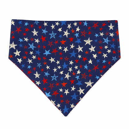 Navy Patriotic Stars Dog Bandana with Scrunchy Elastic Collar