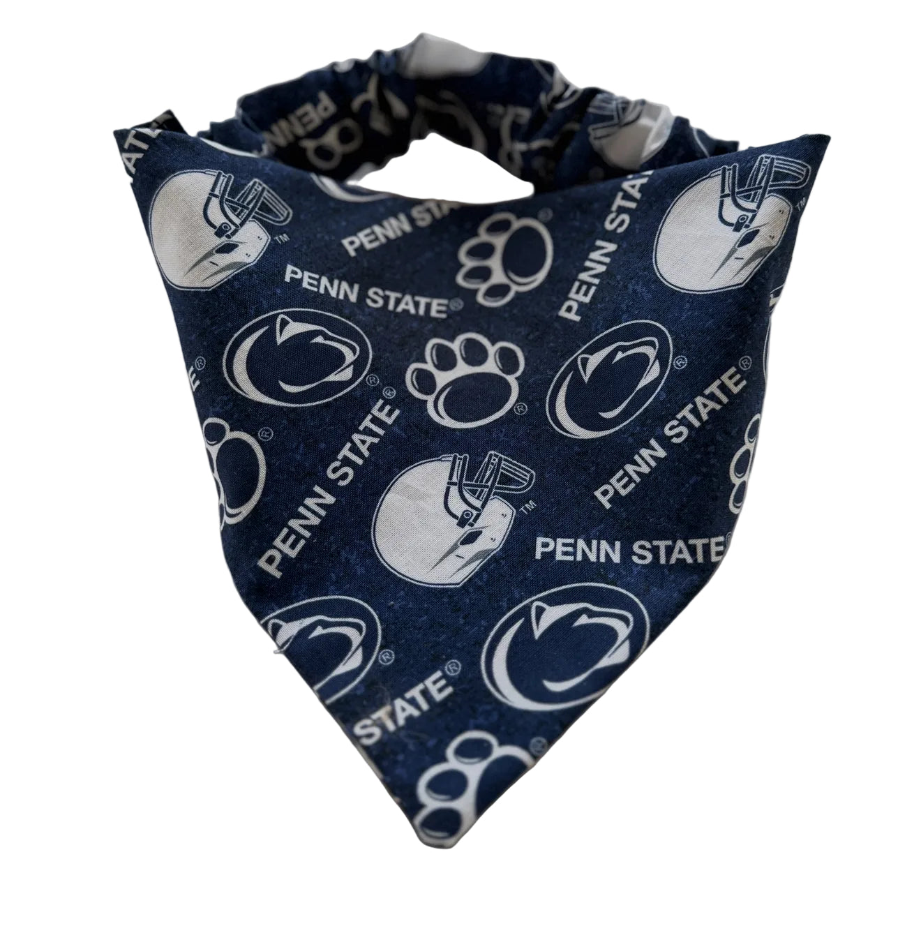 Penn State Dog Bandana With Football Helmet With Scrunchy Elastic Collar