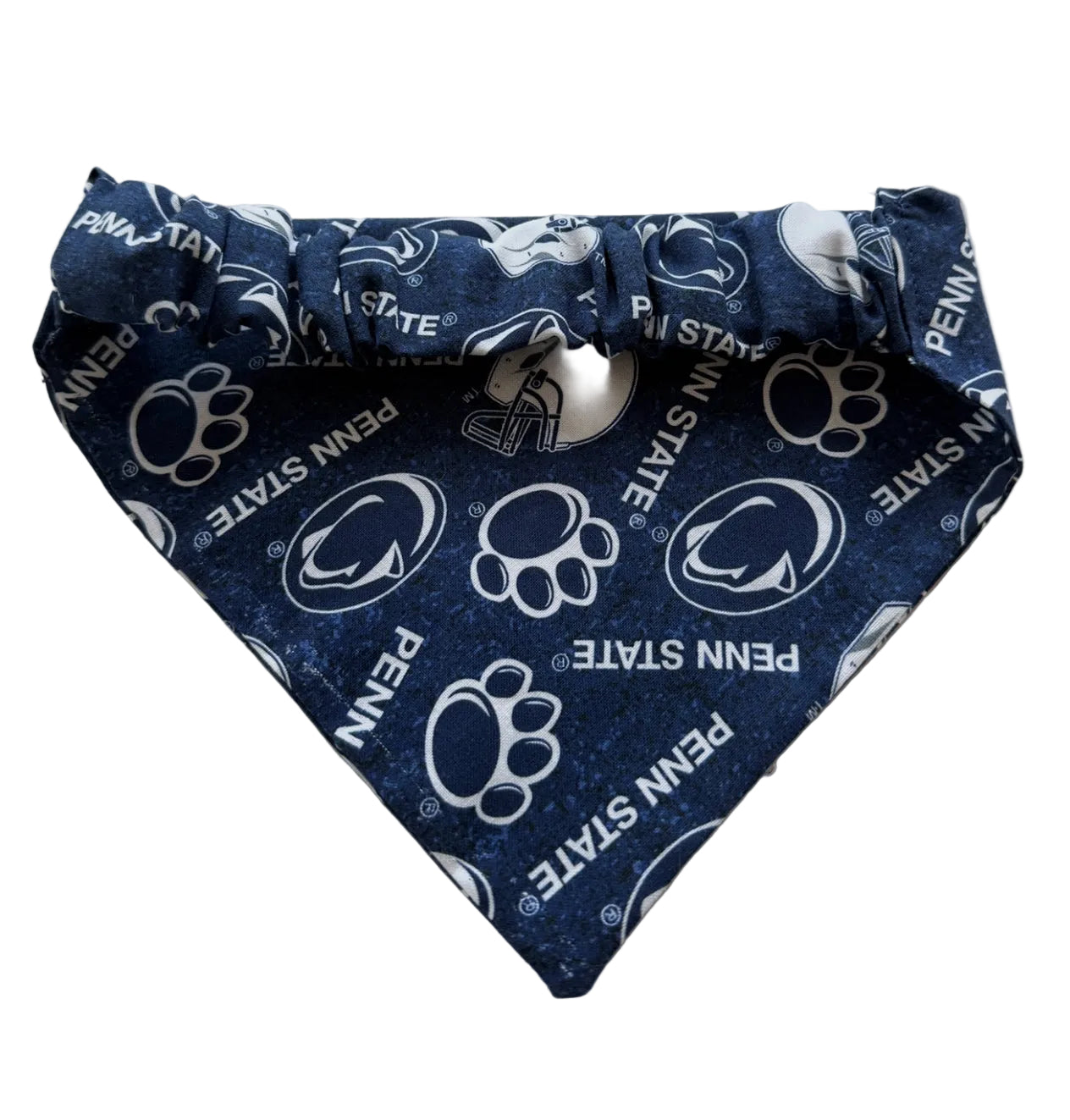 Penn State Dog Bandana With Football Helmet With Scrunchy Elastic Collar