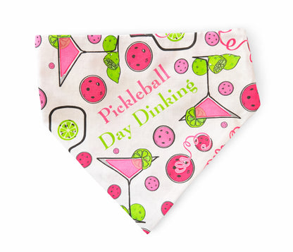 "PIckleball Day Drinking" Dog Bandana with Scrunchy Elastic Collar
