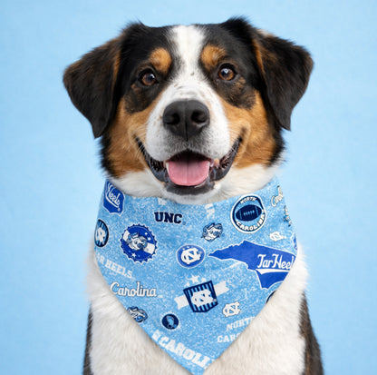 University of North Carolina Dog Bandana With Scrunchy Elastic Collar