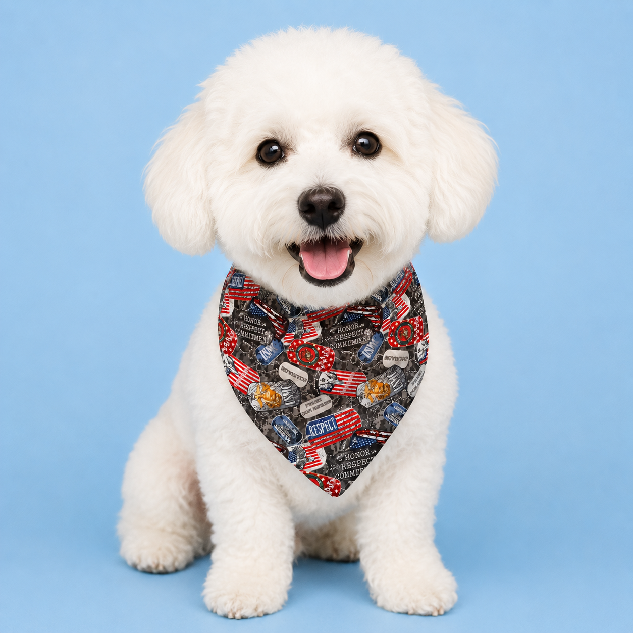 Honoring Veterans Dog Bandana with Scrunchy Elastic Collar