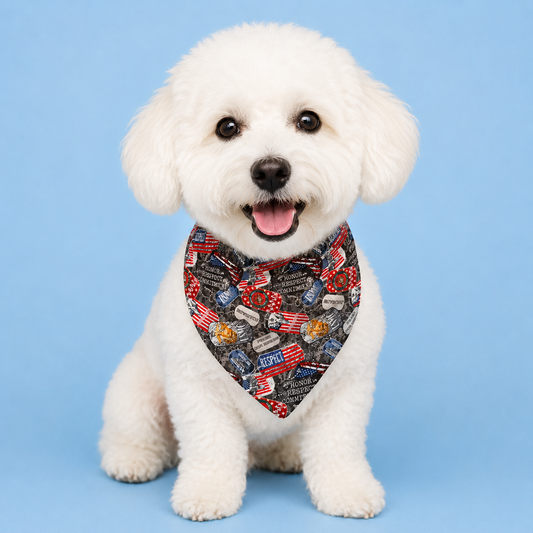 Honoring Veterans Dog Bandana with Scrunchy Elastic Collar
