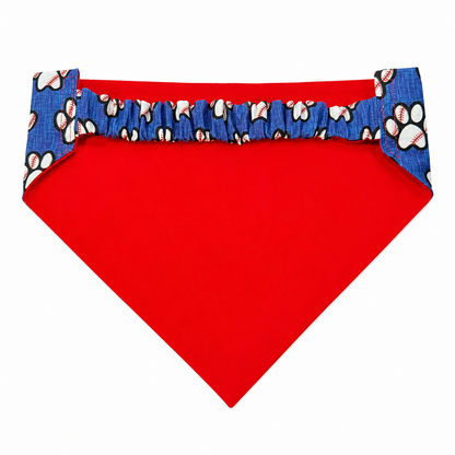 Baseball Dog Bandana with Scrunchy Elastic Collar
