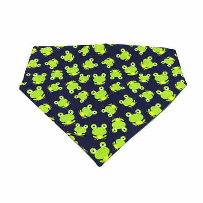 Navy Frog Dog Bandana With Scrunchy Elastic Collar