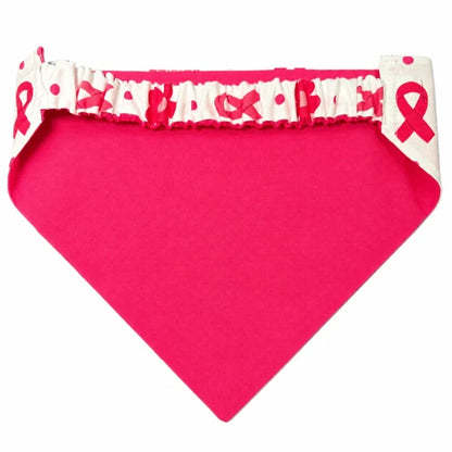 Pink Ribbon Dog Bandana with Scrunchy Elastic Collar