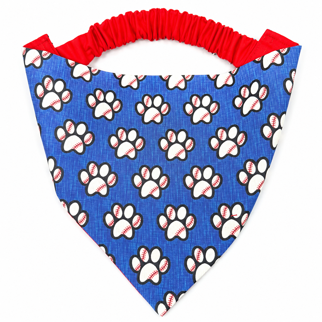 Baseball Dog Bandana with Scrunchy Elastic Collar