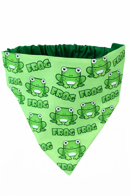 Green Frog Dog Bandana With Scrunchy Elastic Collar