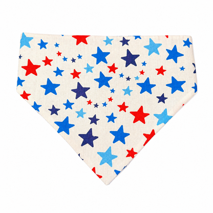 Patriotic Stars Dog Bandana with Scrunchy Elastic Collar